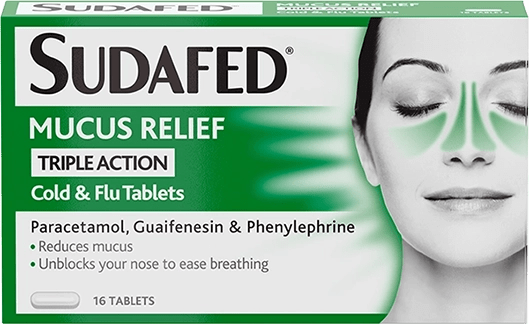 Sudafed® Mucus Relief Triple Action Cold & Flu Tablets